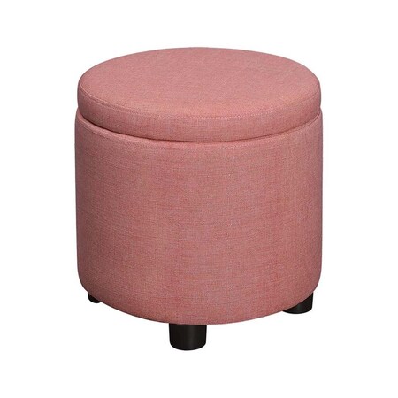 Convenience Concepts Designs4Comfort Round Accent Storage Ottoman, Coral Faux Linen - 15.75 x 15.75 x 16 in. HI3363940